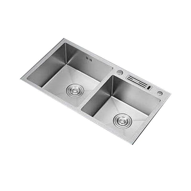 Double Basin Kitchen Sink Contemporary with Drain Assembly Sink -Bathlova