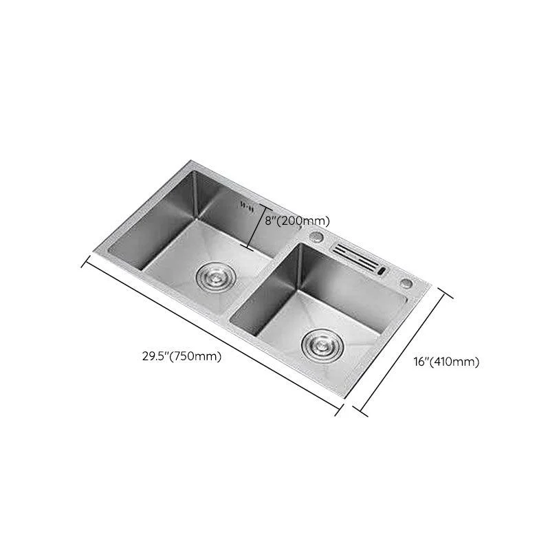 Double Basin Kitchen Sink Contemporary with Drain Assembly Sink -Bathlova