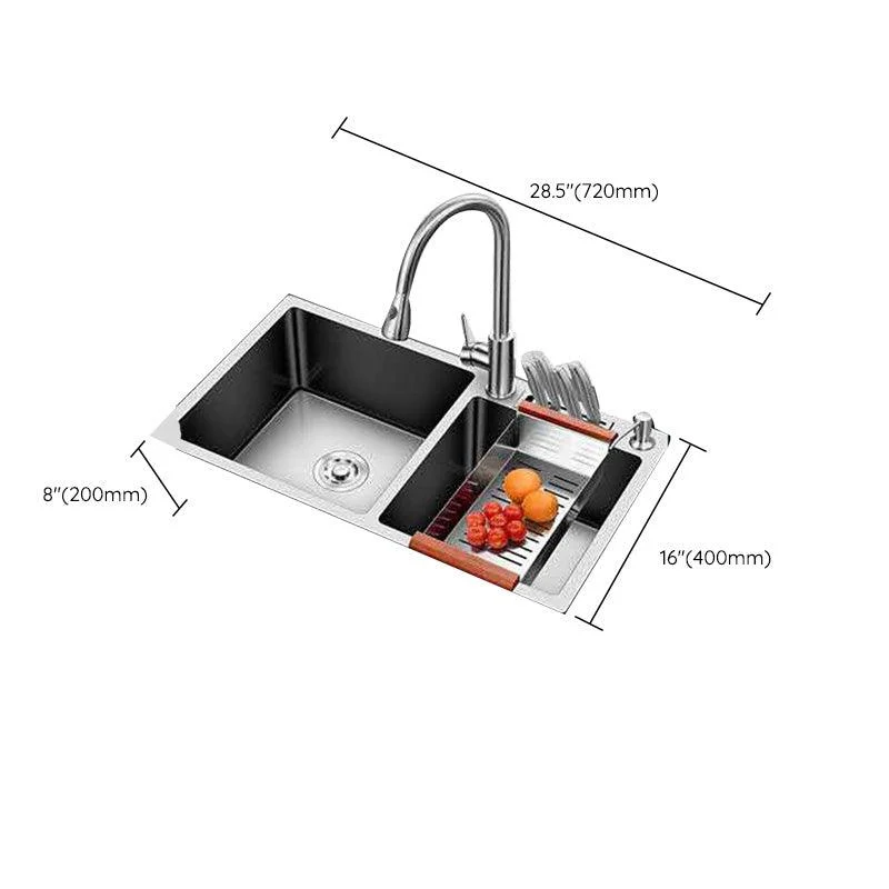 Double Basin Kitchen Sink Contemporary with Drain Assembly Sink -Bathlova