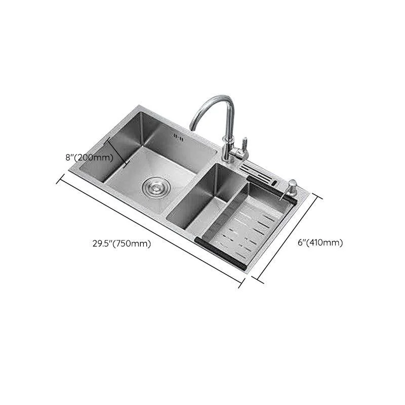 Double Basin Kitchen Sink Contemporary with Drain Assembly Sink -Bathlova