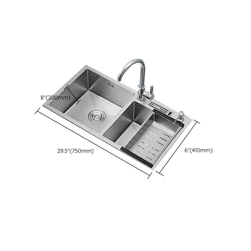 Double Basin Kitchen Sink Contemporary with Drain Assembly Sink -Bathlova