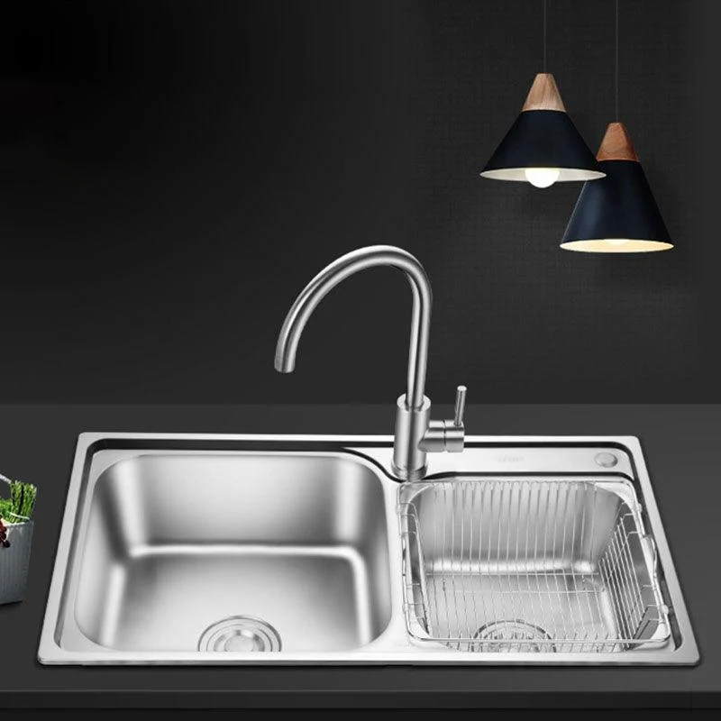 Double Basin Kitchen Sink Modern Stainless Steel Kitchen Sink with Drain Assembly -Bathlova