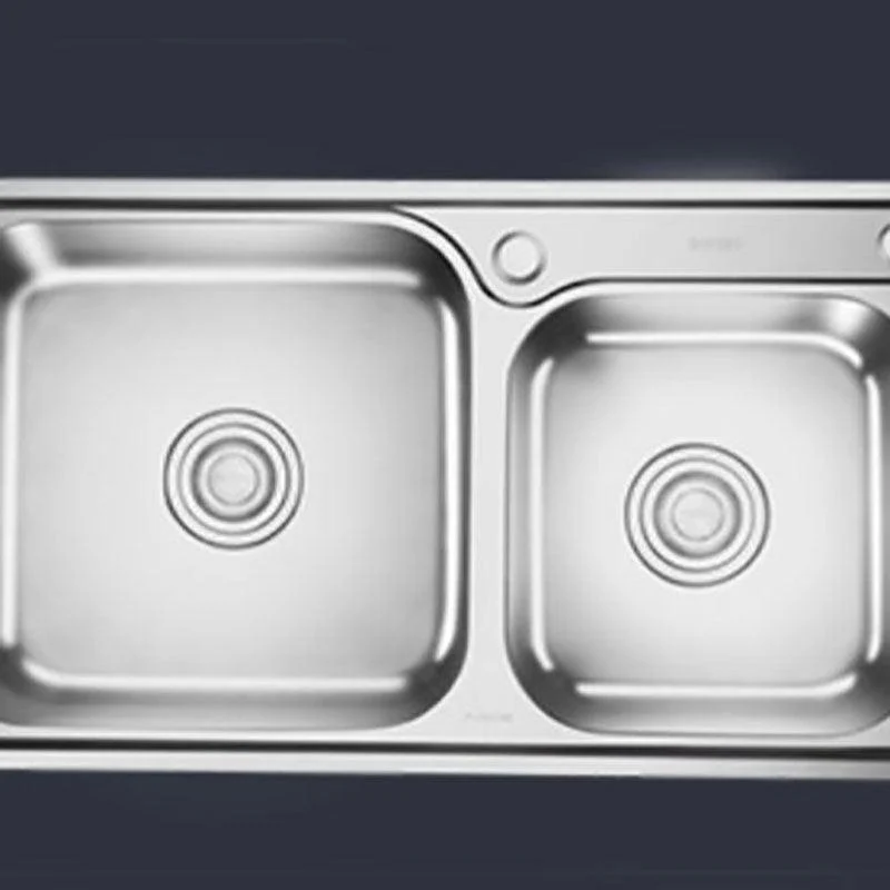 Double Basin Kitchen Sink Modern Stainless Steel Kitchen Sink with Drain Assembly -Bathlova