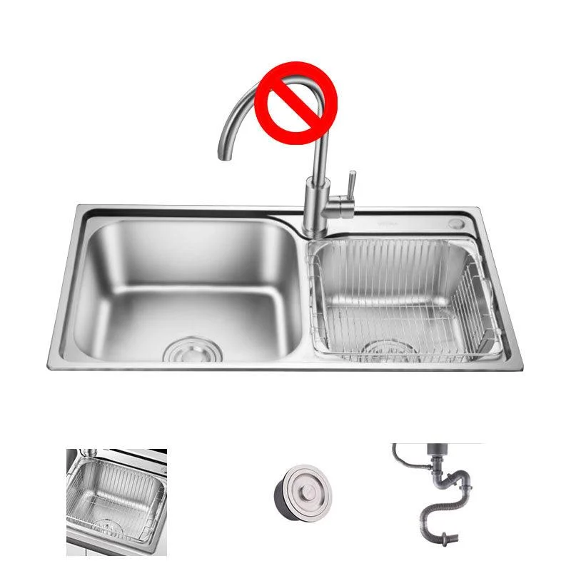 Double Basin Kitchen Sink Modern Stainless Steel Kitchen Sink with Drain Assembly -Bathlova