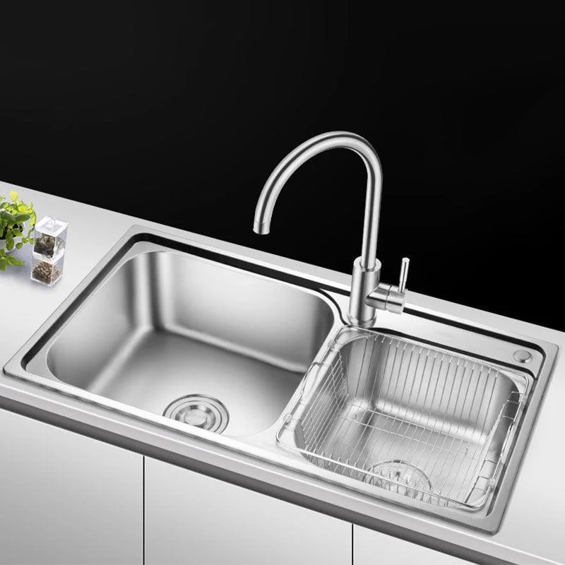 Double Basin Kitchen Sink Modern Stainless Steel Kitchen Sink with Drain Assembly -Bathlova