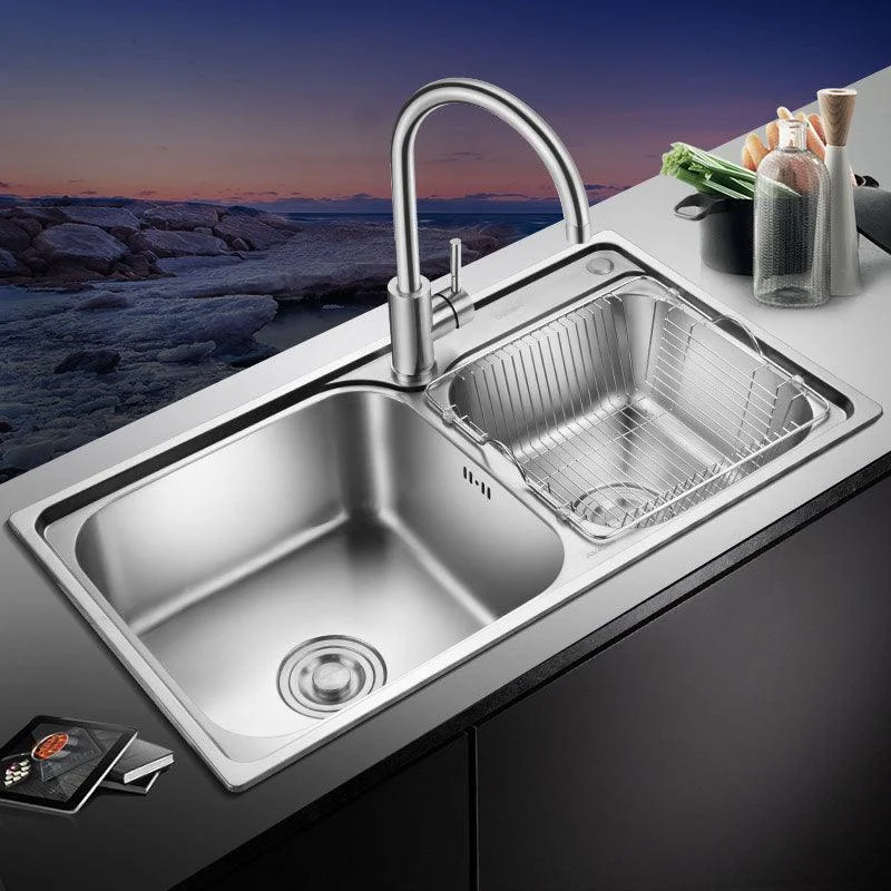 Double Basin Kitchen Sink Modern Stainless Steel Kitchen Sink with Drain Assembly -Bathlova