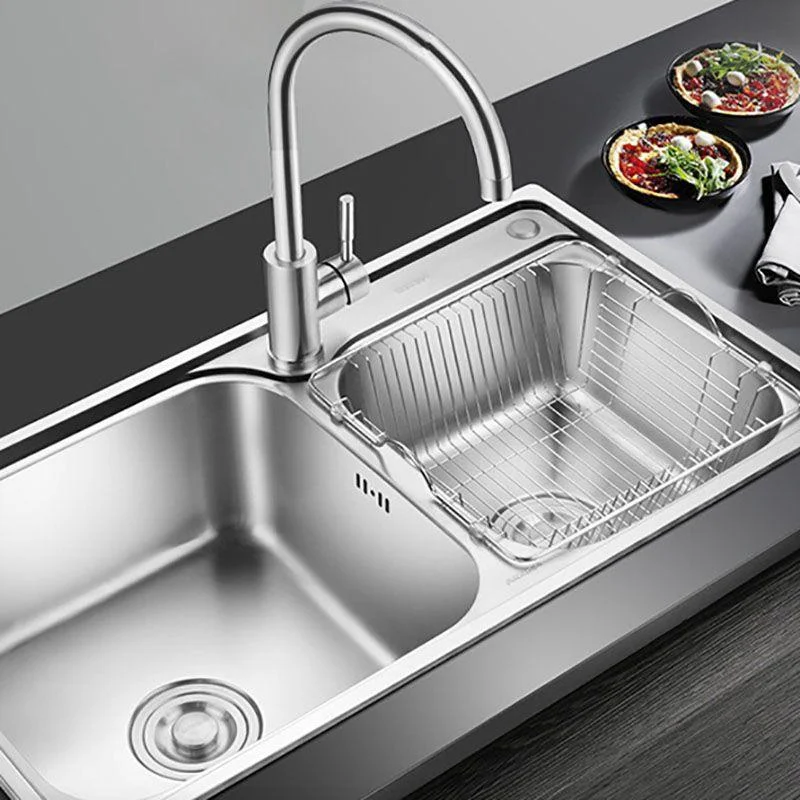 Double Basin Kitchen Sink Modern Stainless Steel Kitchen Sink with Drain Assembly -Bathlova