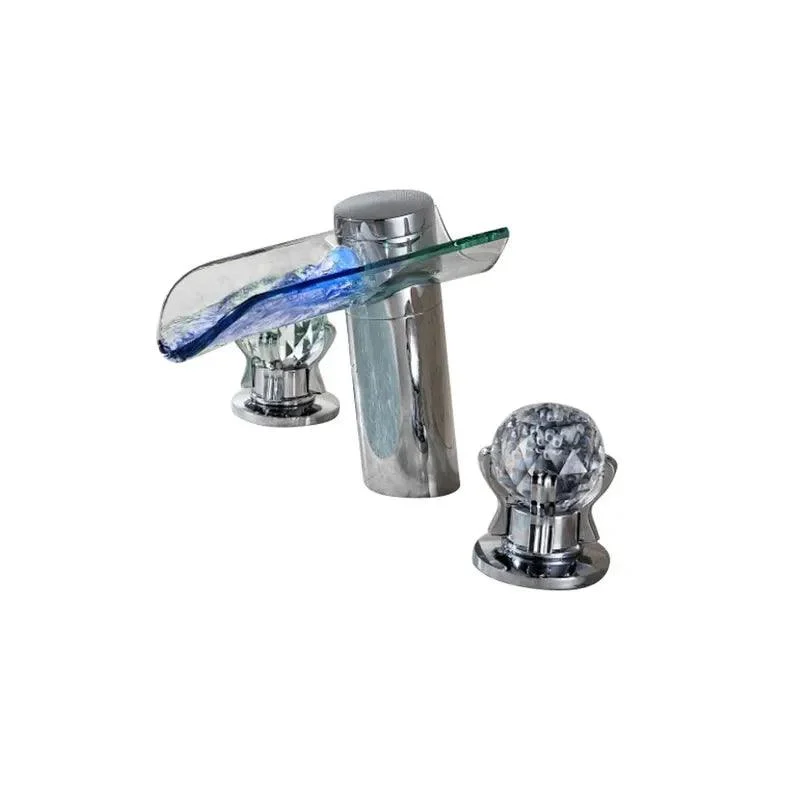 Double Crystal Handle LED Waterfall Bathtub Tap -Bathlova