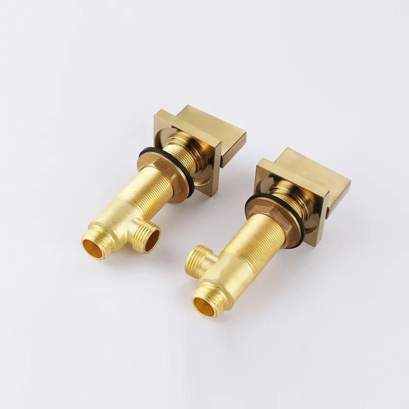 Double-Handle Brushed Gold Waterfall Bathroom Tap -Bathlova