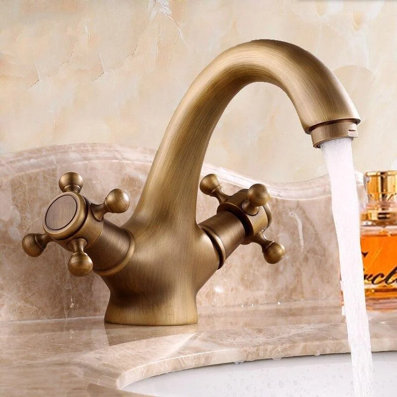 Double Handle Control Antique Tap Kitchen Bathroom Basin Mixer Tap -Bathlova