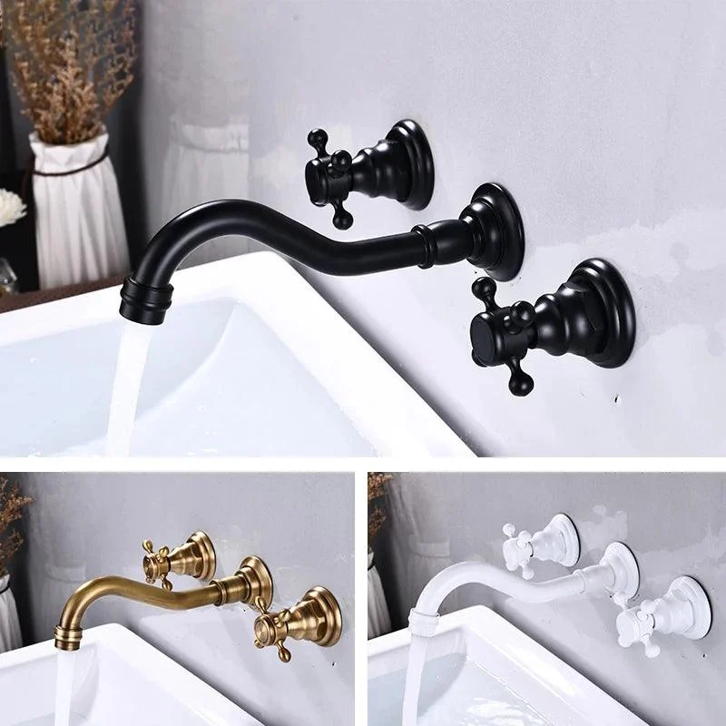 Double Handle Three Holes Bathroom Tap Antique Bronze 360 Rotation -Bathlova