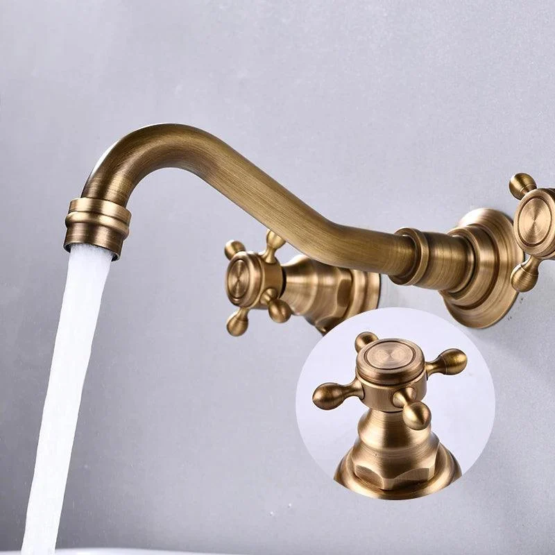 Double Handle Three Holes Bathroom Tap Antique Bronze 360 Rotation -Bathlova