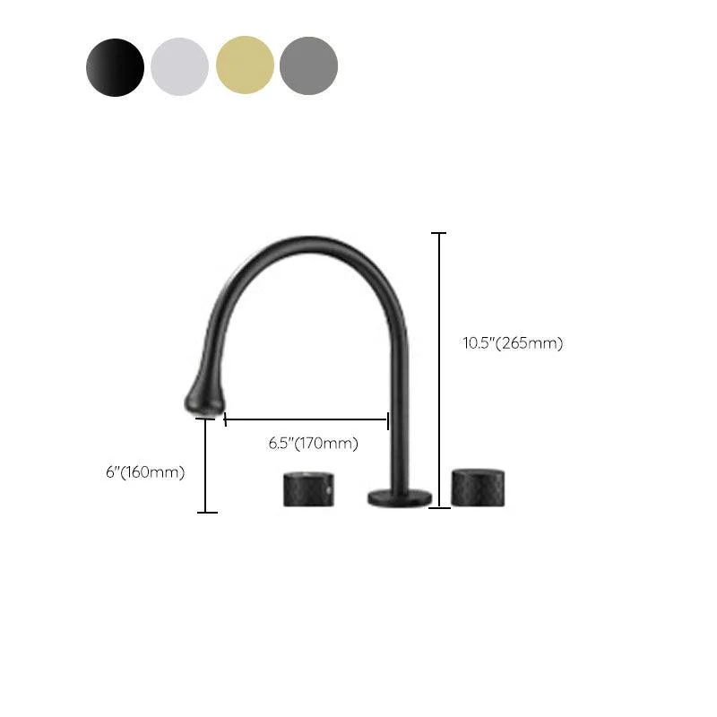 Double Handle Tub Filler Deck Mounted High Arc Brass Modern Roman Tub Filler -Bathlova