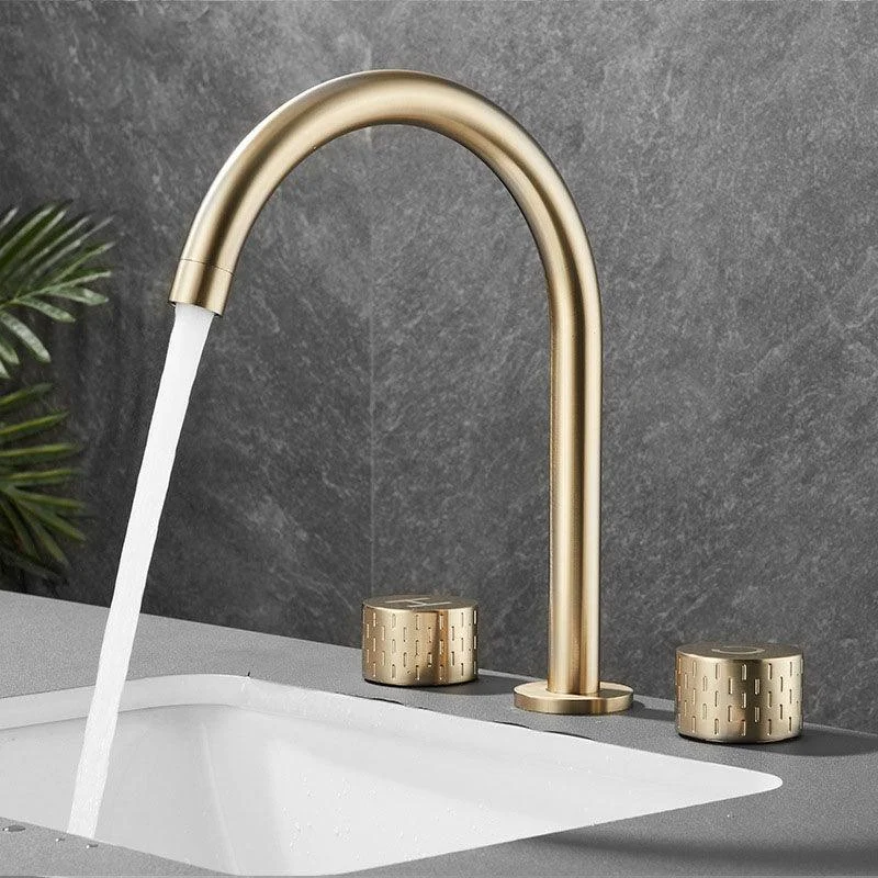 Double Handle Tub Filler Deck Mounted High Arc Brass Modern Roman Tub Filler -Bathlova