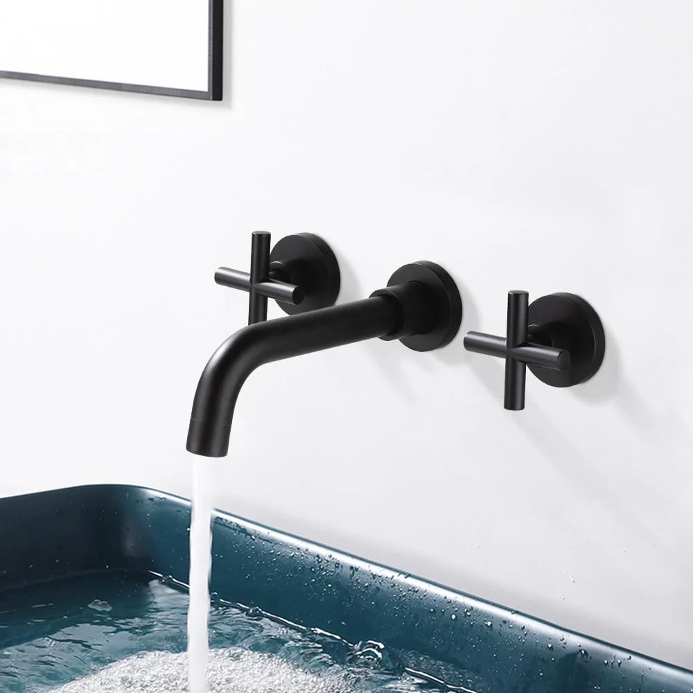 Double Handle Wall Mounted Bathroom Hot and Cold Water Tap -Bathlova