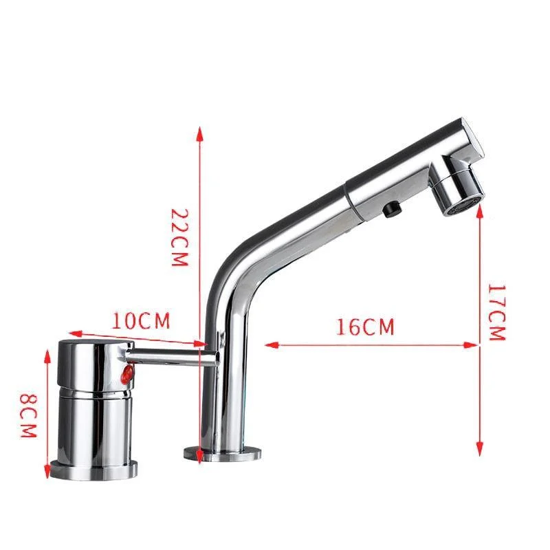 Double Hole Pull Out Deck-Mount Mixer Tap Single Handle Design Tap -Bathlova