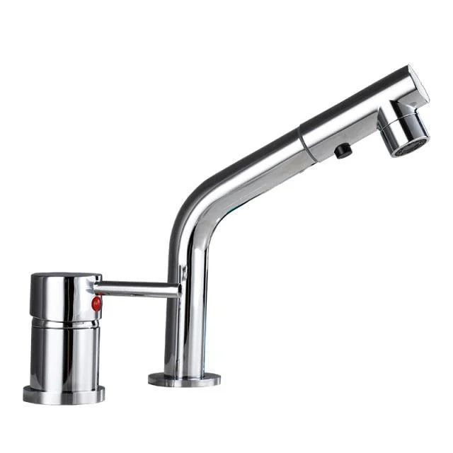 Double Hole Pull Out Deck-Mount Mixer Tap Single Handle Design Tap -Bathlova