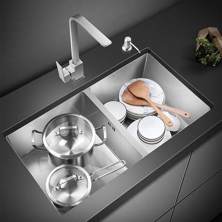 Double Sink Undermount Stainless Steel Sink with Drain Assembly for Kitchen -Bathlova