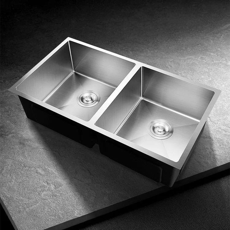 Double Sink Undermount Stainless Steel Sink with Drain Assembly for Kitchen -Bathlova