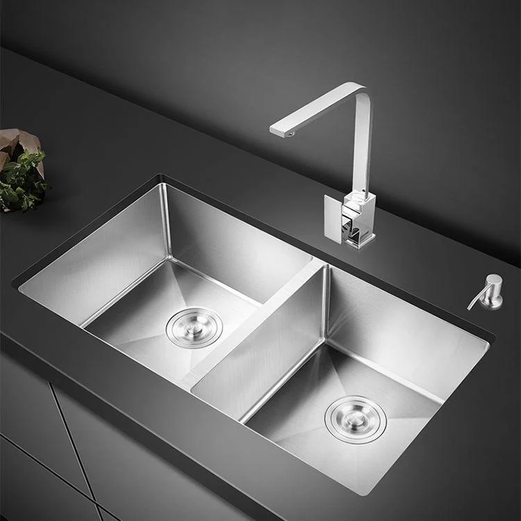 Double Sink Undermount Stainless Steel Sink with Drain Assembly for Kitchen -Bathlova