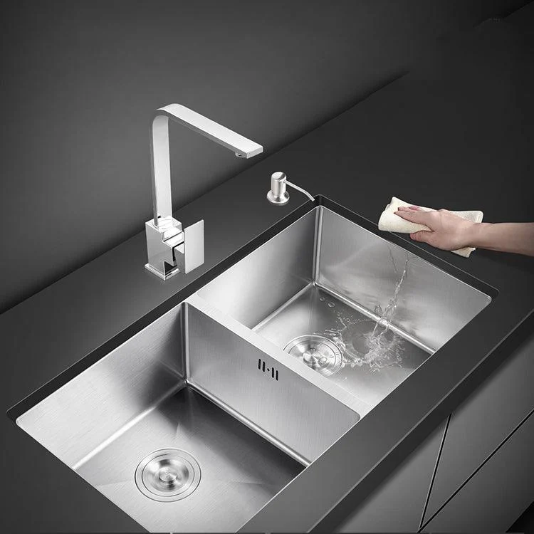 Double Sink Undermount Stainless Steel Sink with Drain Assembly for Kitchen -Bathlova