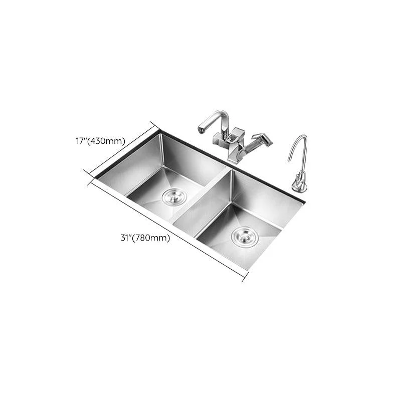 Double Sink Undermount Stainless Steel Sink with Drain Assembly for Kitchen -Bathlova