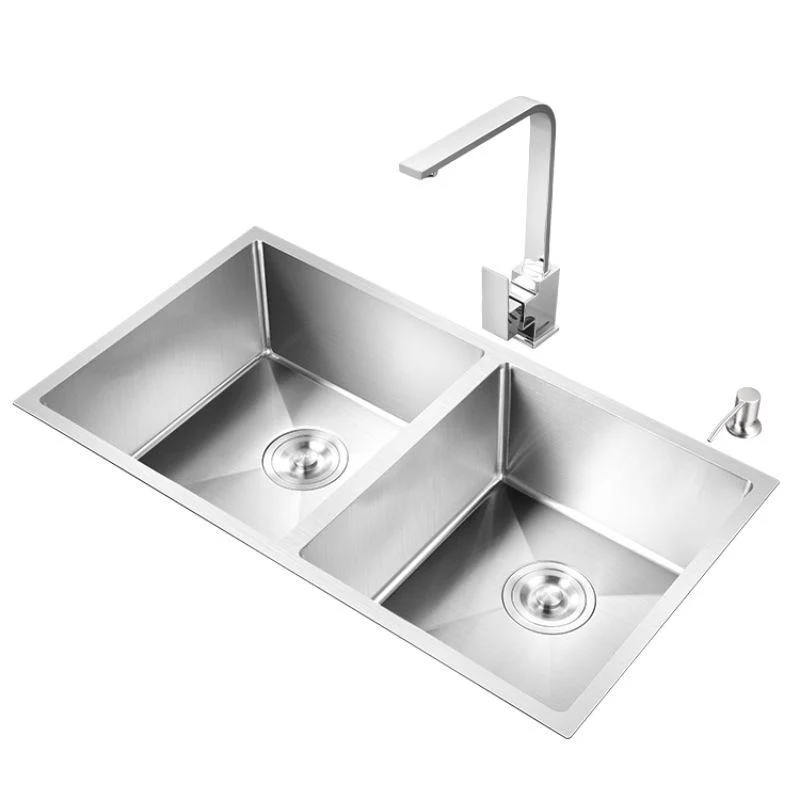 Double Sink Undermount Stainless Steel Sink with Drain Assembly for Kitchen -Bathlova