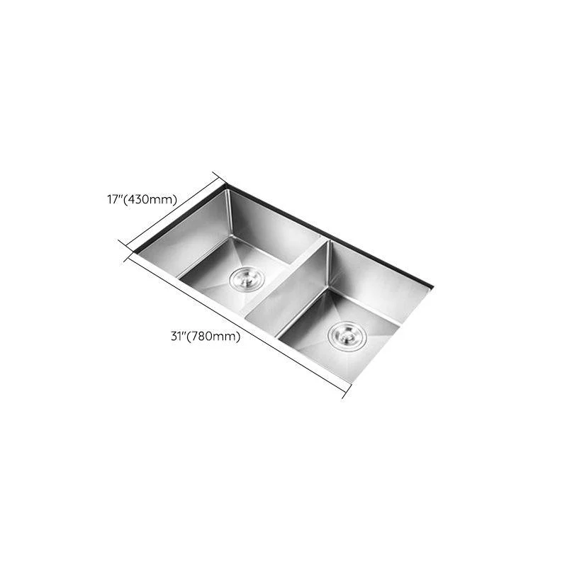 Double Sink Undermount Stainless Steel Sink with Drain Assembly for Kitchen -Bathlova