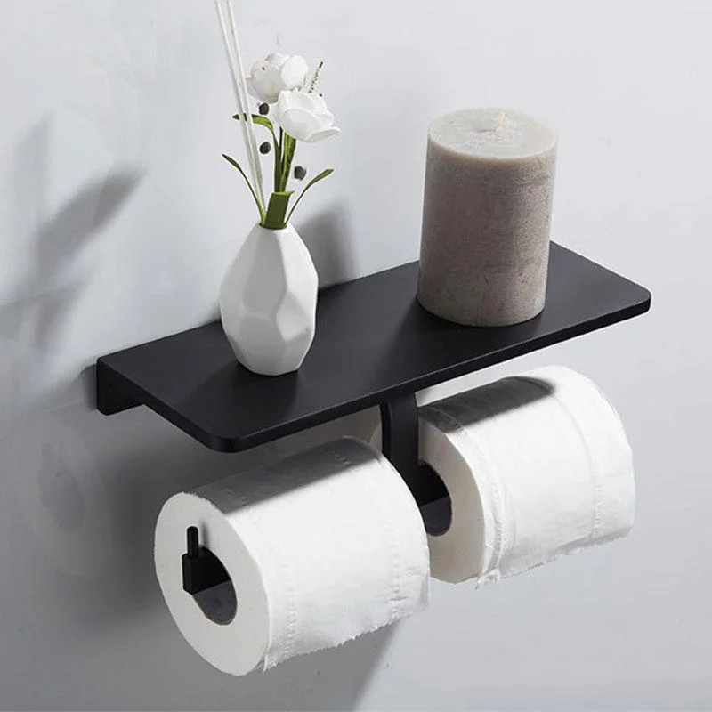 Double Toilet Paper Holder Bathroom Tissue Roll Holder with Shelf -Bathlova