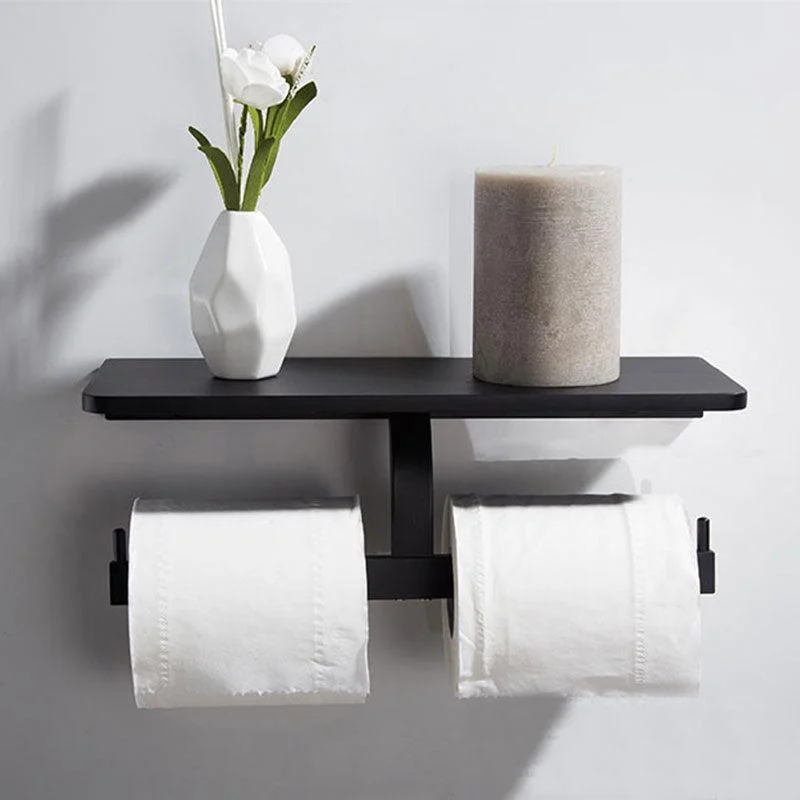 Double Toilet Paper Holder Bathroom Tissue Roll Holder with Shelf -Bathlova