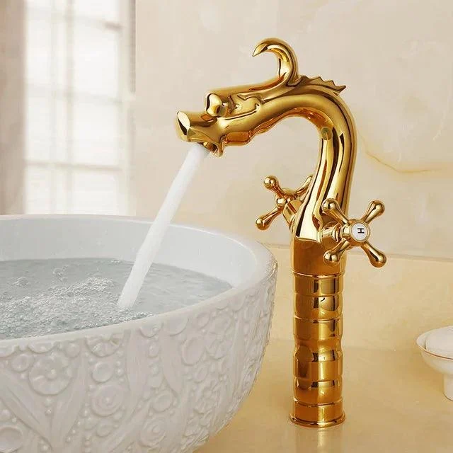 Dragon Carved Basin Tap Sink Tap Dual Handle Bathroom Mixer Tap -Bathlova