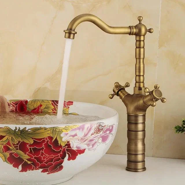 Dragon Carved Basin Tap Sink Tap Dual Handle Bathroom Mixer Tap -Bathlova