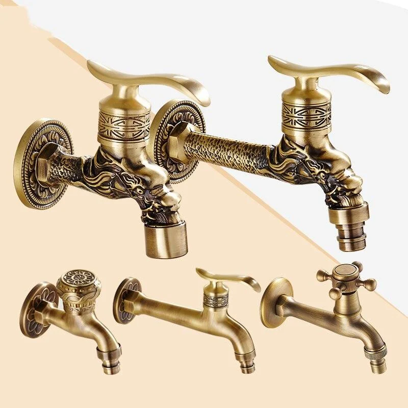 Dragon Carved Washing Machine Tap Single Cold Tap Carved Tap Tap -Bathlova