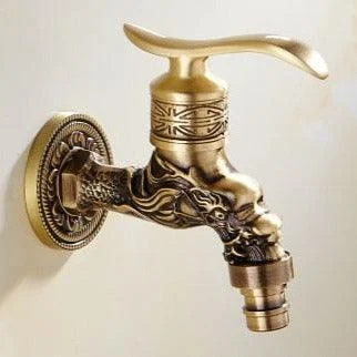 Dragon Carved Washing Machine Tap Single Cold Tap Carved Tap Tap -Bathlova