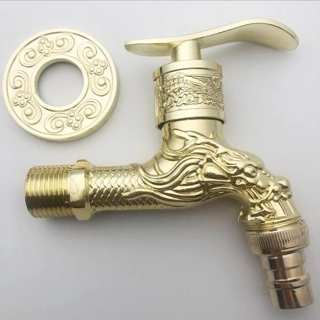 Dragon Carved Washing Machine Tap Single Cold Tap Carved Tap Tap -Bathlova