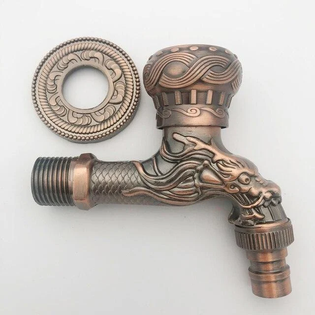 Dragon Carved Washing Machine Tap Single Cold Tap Carved Tap Tap -Bathlova