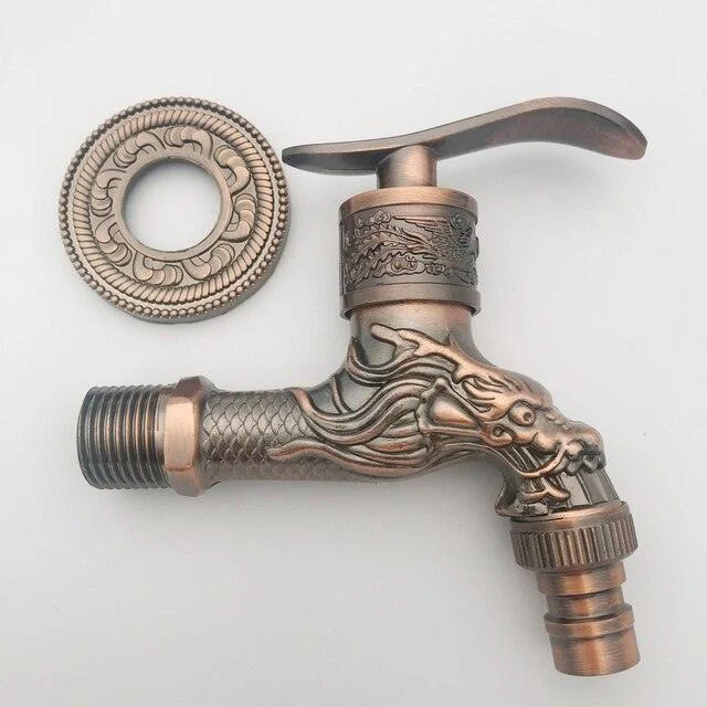 Dragon Carved Washing Machine Tap Single Cold Tap Carved Tap Tap -Bathlova