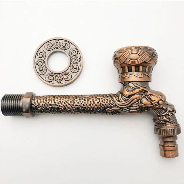 Dragon Carved Washing Machine Tap Single Cold Tap Carved Tap Tap -Bathlova