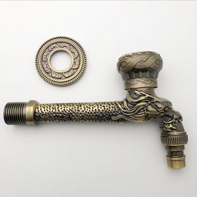 Dragon Carved Washing Machine Tap Single Cold Tap Carved Tap Tap -Bathlova