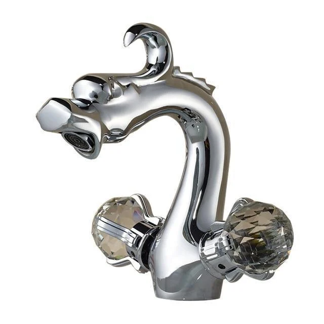 Dragon Shaped Deck Mounted Zinc Alloy Basin Tap Dual Handle -Bathlova