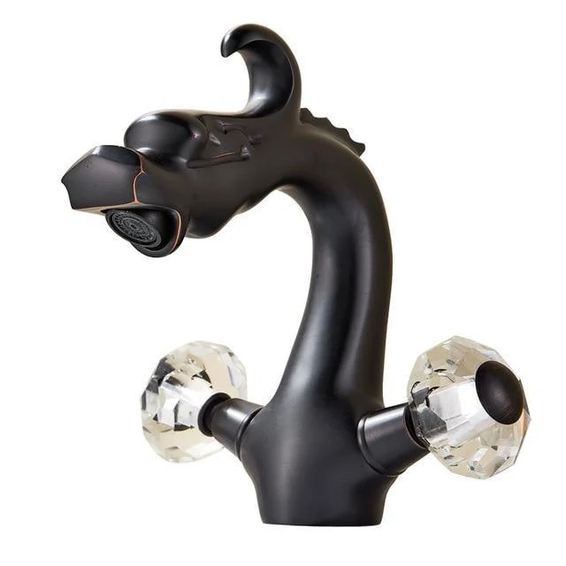 Dragon Shaped Deck Mounted Zinc Alloy Basin Tap Dual Handle -Bathlova