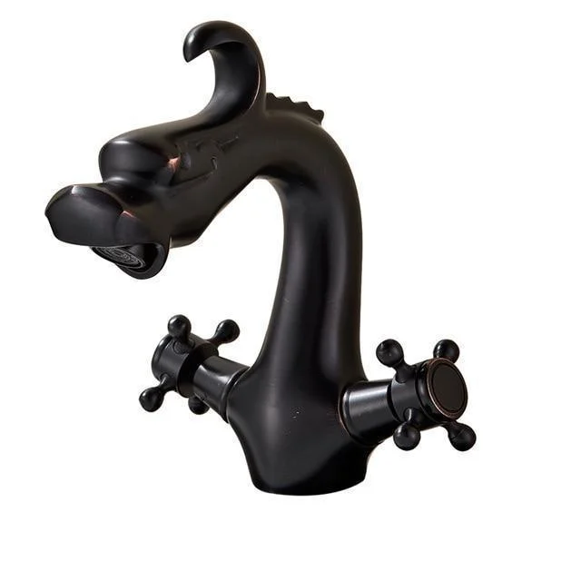 Dragon Shaped Deck Mounted Zinc Alloy Basin Tap Dual Handle -Bathlova