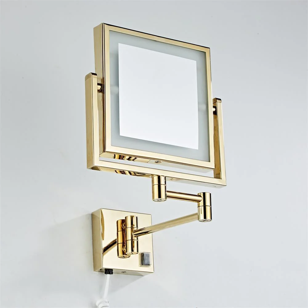 Dressing Mirror 8 inch two side Wall Mounted Gold Square LED Mirror -Bathlova