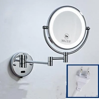 Dressing Room Mirror Wall Mounted Copper LED Folding Bathroom Mirror -Bathlova