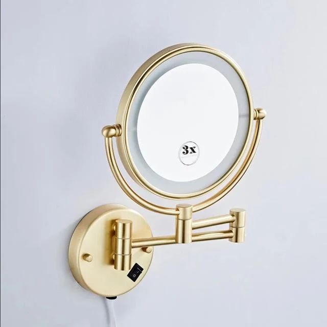 Dressing Room Mirror Wall Mounted Copper LED Folding Bathroom Mirror -Bathlova