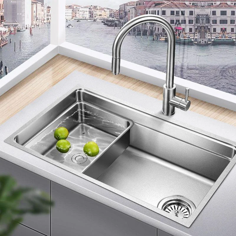 Drop-In Kitchen Sink Stainless Steel Kitchen Sink with Basket Strainer -Bathlova