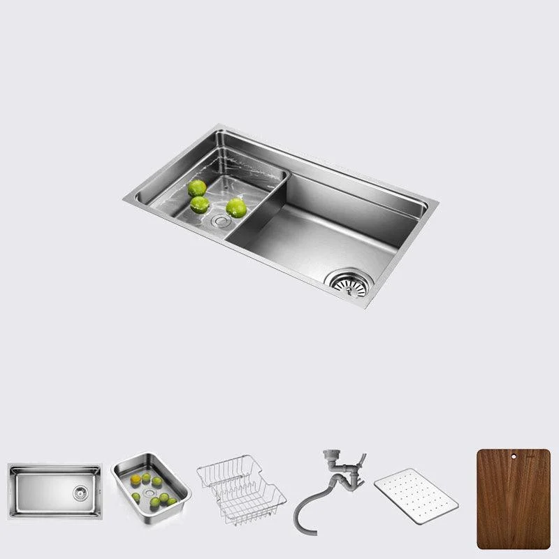 Drop-In Kitchen Sink Stainless Steel Kitchen Sink with Basket Strainer -Bathlova