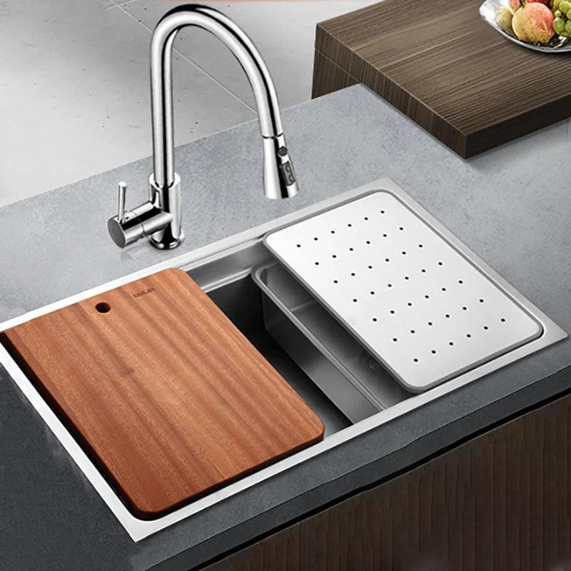 Drop-In Kitchen Sink Stainless Steel Kitchen Sink with Basket Strainer -Bathlova