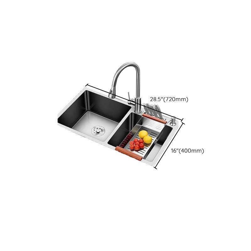 Drop-In Kitchen Sink Stainless Steel Modern Style Rectangle Kitchen Double Sink -Bathlova