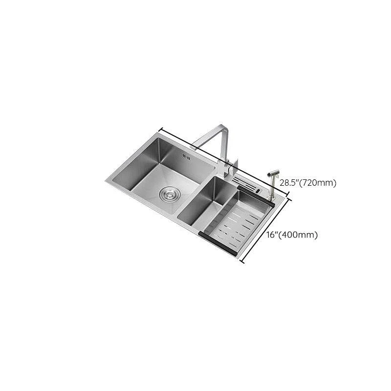 Drop-In Kitchen Sink Stainless Steel Modern Style Rectangle Kitchen Double Sink -Bathlova